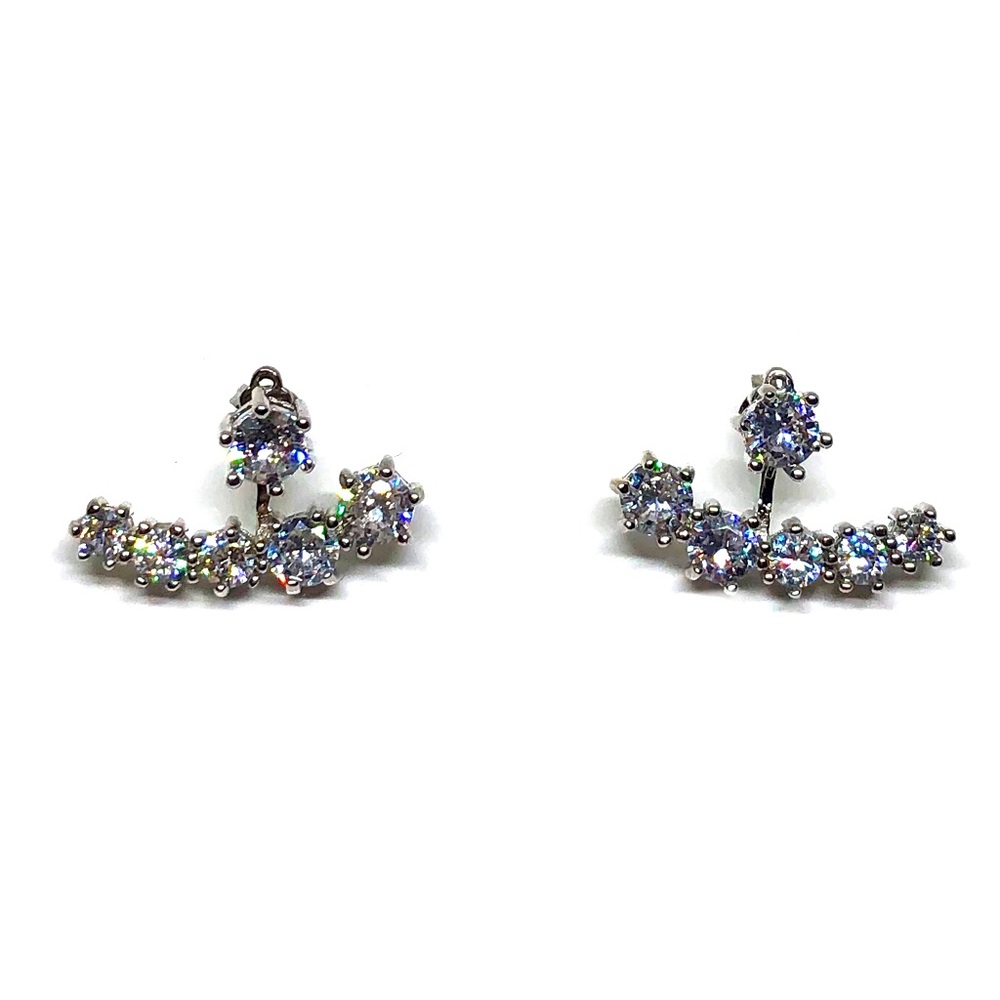 Cubic Zirconia Dangle Fan Back Stud Earrings